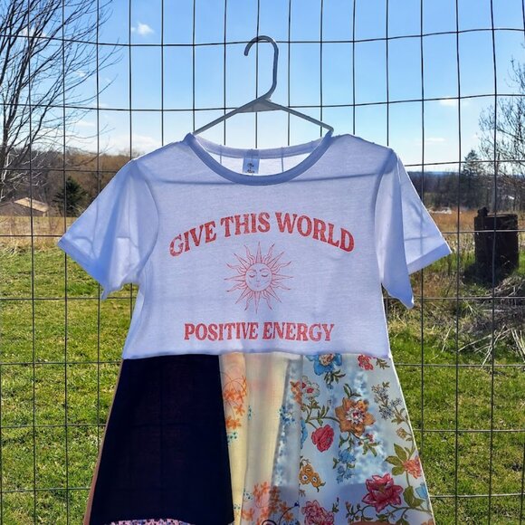 Upcycled Positive Energy Tee Dress S M - Picture 3 of 11